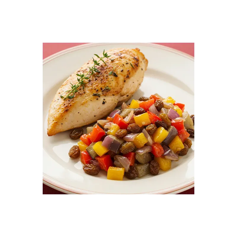 Filet de poulet rôti thym citron et sa Caponata Sicilienne