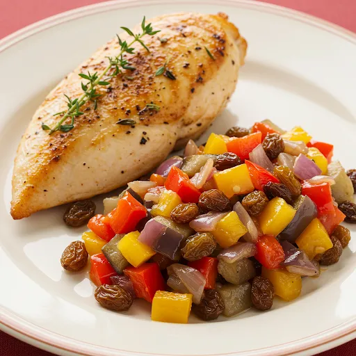 Filet de poulet rôti thym citron et sa Caponata Sicilienne