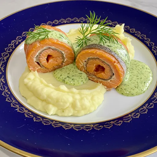 Paupiette de Saumon sauce Aneth et son écrasé de pomme de terre