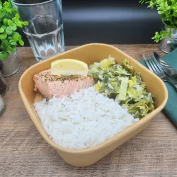 Filet de Saumon Frais Fondue de Poireaux et Riz Basmati