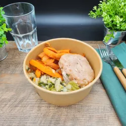 Steak de Thon à la Mexicaine Chou Braisé et Frite de Patate Douce
