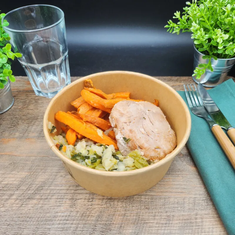 Steak de Thon à la Mexicaine Chou Braisé et Frite de Patate Douce