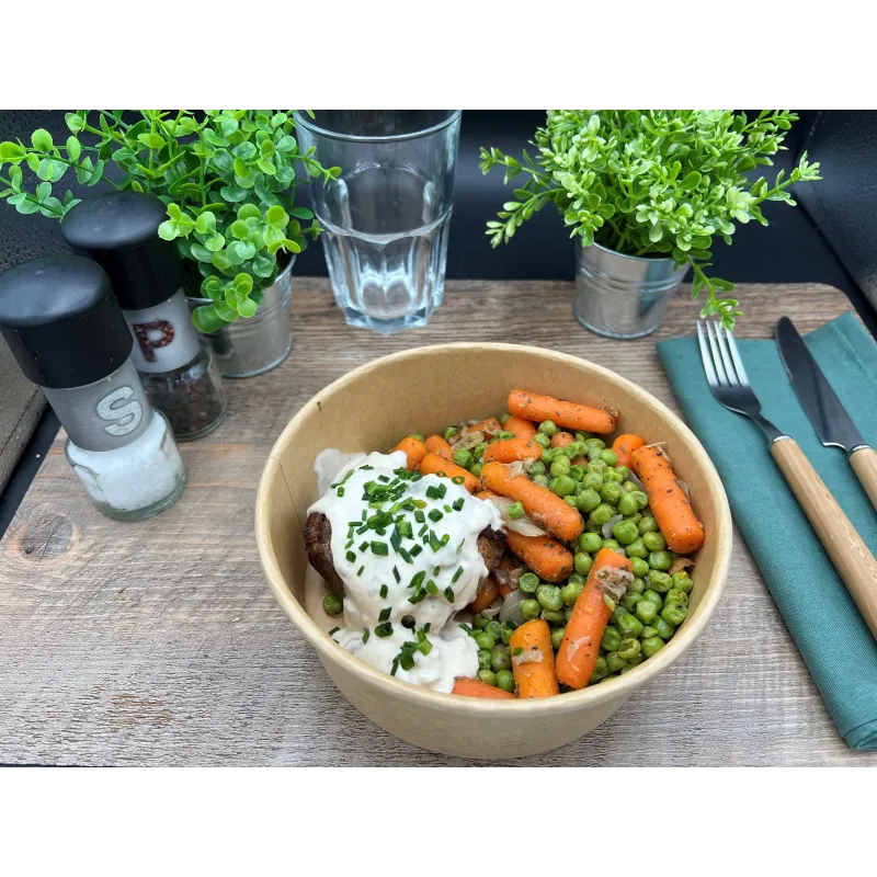 Paupiette de Veau Champignon Petit Pois Carottes aux Oignons