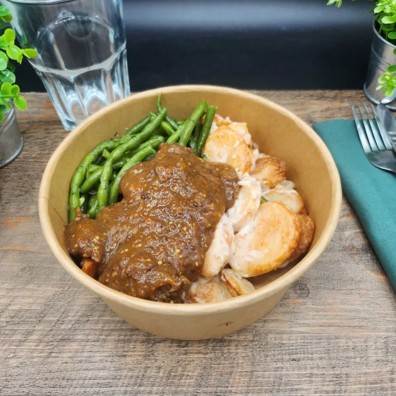 Carbonade Flamande Gratin Dauphinois et Haricots Verts Persillés
